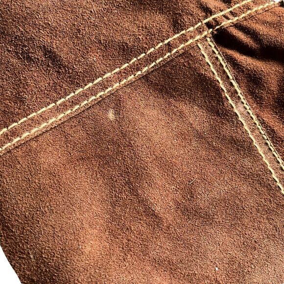 Western Vest Jacket Vintage 1970s Mens Brown Suede Faux Shearling Size XXL - Picture 5 of 14